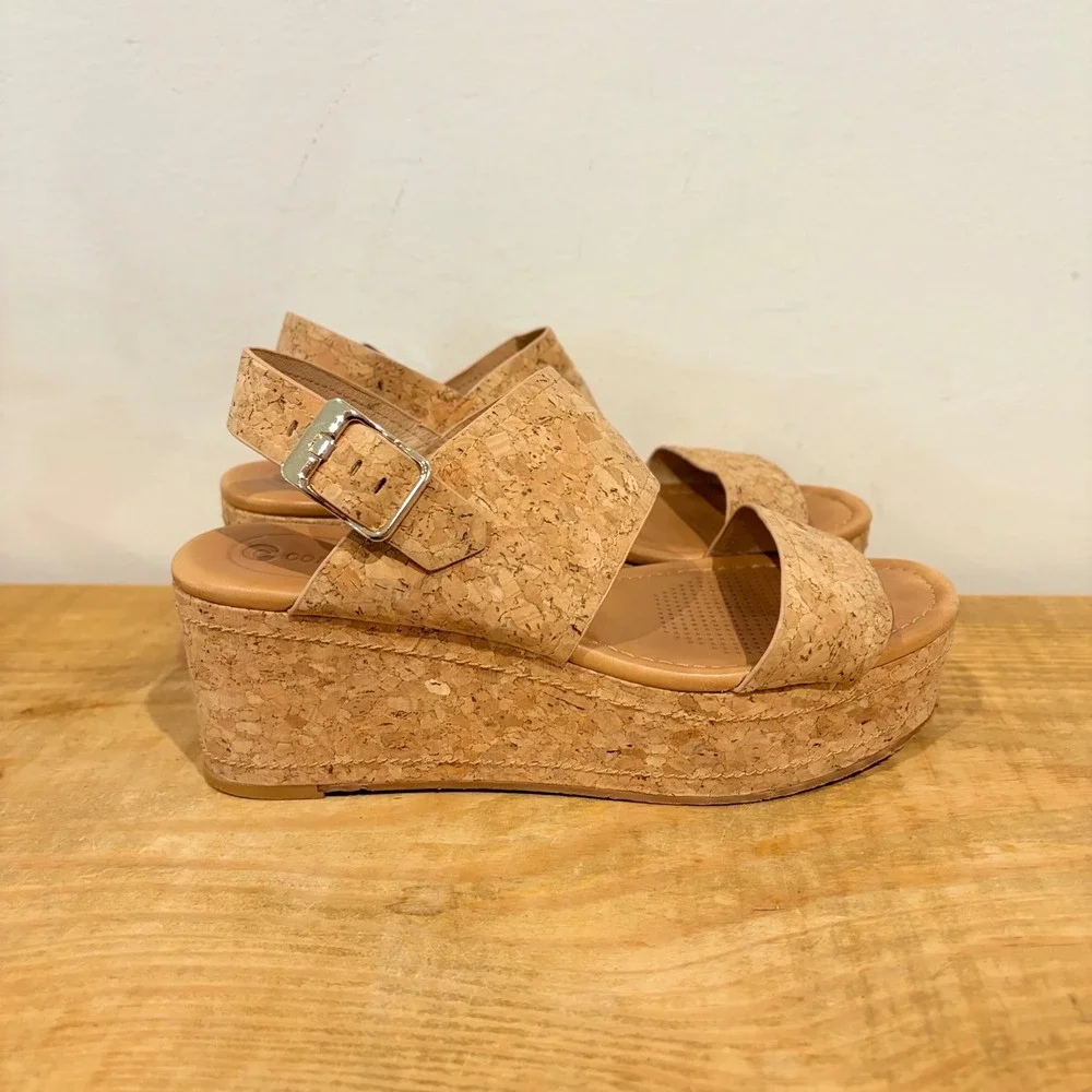 Corso Como Fairen Platform Wedge Natural Cork Sandal CC-FAIREN 7.5M slingback